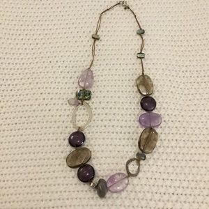 Silpada Silver and Purple Necklace 22” Silk Cord